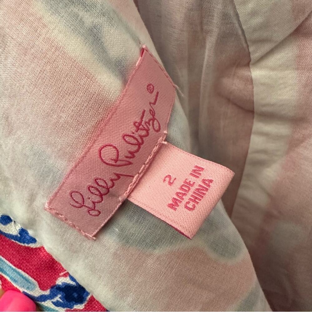 Lilly Pulitzer Shift Dress sz 2 Pink Blue Coral Dress Cathy Pink Samba Coral - Picture 4 of 7